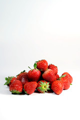 Red strawberry on white background and space for write wording, popular western fruit feed in higher part of Thailand, feel good meaningful fruit for love especially for valentines events