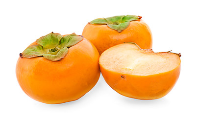ripe persimmons isolated on white background