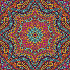 Colorful Tribal Sun Mandala Ethnic Festive Abstract Floral Vector Pattern