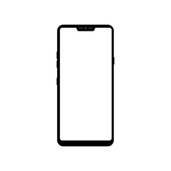 Frameless smartphone mock up with blank screen isolated on white background.