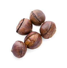 Chestnuts on white background.