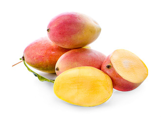 mango cube slices isolated on the white background