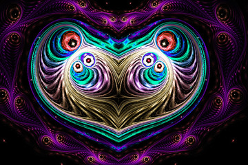 Abstract fractal art background illustration space geometry. Background consists fractal multicolor texture and suitable for use in projects imagination, creativity and design..