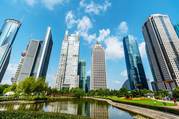 Obraz premium Skyscrapers in Lujiazui Financial District, Shanghai..