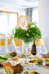 registration of a wedding or banquet hall in yellow tones