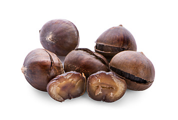 Chestnuts on white background.
