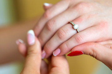 bride's manicure.Hands of bride place for text