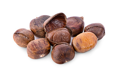 Chestnuts on white background.