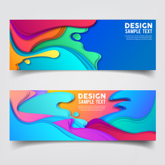 set of banner with abstract curve