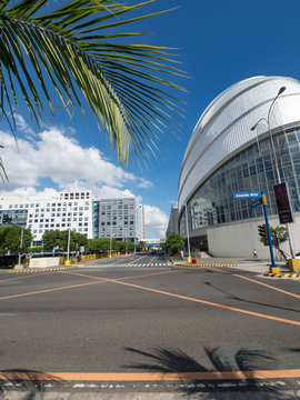 MANILA, Philippines - November, 2018: Overview of SM Mall of Asia facade in Manila. Shoemart (SM) brand is a chain of shopping malls in the Philippines.