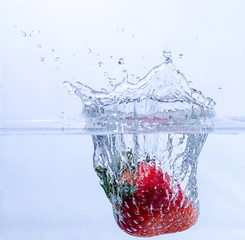 Strawberry Splashing in Water