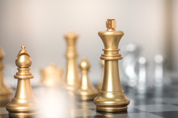 Businessman play with chess game. success management concept of business strategy and tactic challenge.