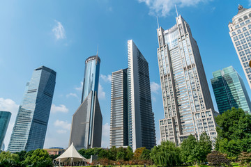 Skyscrapers in Lujiazui Financial District, Shanghai..