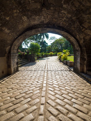 The historical citadel of Fort Santiago located in the old walled city of Manila, The district Intramuros, Philippines. November,2018