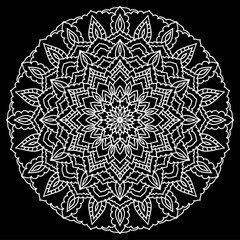 Hand drawn oriental ornamental lace mandala pattern for design t-shirt, birthday card, modern party invitation, store seasonal sale advertising, bag print etc.