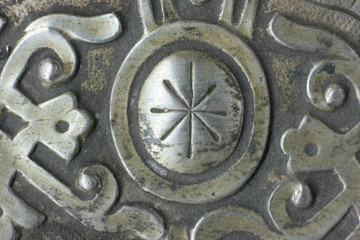 old-fashioned nail on the icon. restoration of metal