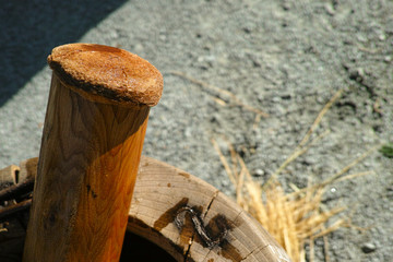 The Mortar (usu) and large pestle (kine) to make mochi