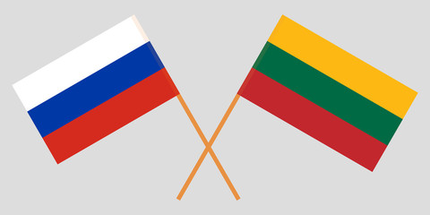 Russia and Lithuania. The Russian and Lithuanian flags. Official colors. Correct proportion. Vector