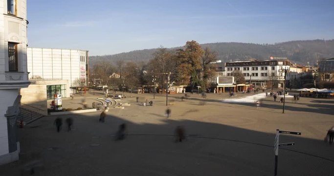 Time Lapse of Zilina City Centre on Dry Winter Sunny Day in Slovakia.