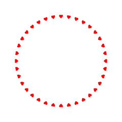 Round frame of hearts, isolated vector romantic round frames with hearts for decorating greeting cards, wedding invitations