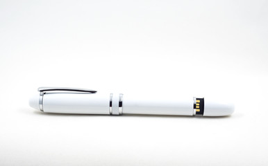 Luxury ball point pen on white background, business concept