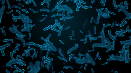 3d render medical background with microbes. Micro world of abstract bacterias or viruses...