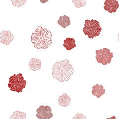 Dark Red vector seamless doodle background with flowers.