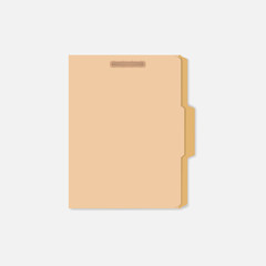 Closed tabbed file folder with interior fastener to keep paper, letter size