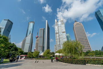 Skyscrapers in Lujiazui Financial District, Shanghai..