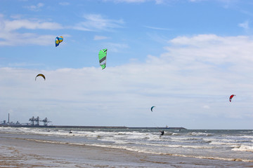 kitesurfers at Aberavon Beach, Wales