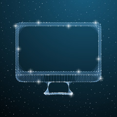 Computer display with blank screen. Front view. Computer screen isolated on white background vector eps10