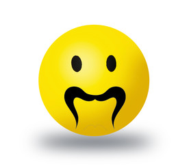Emoji mustache face isolated on white background. Emoji mustache face icon for web site, app. 