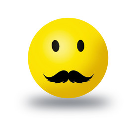 Emoji mustache face isolated on white background. Emoji mustache face icon for web site, app. 