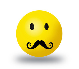Emoji mustache face isolated on white background. Emoji mustache face icon for web site, app. 