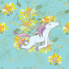 Obraz premium Retro style botanical illustration with flowers and animal. Delicate background with floral composition