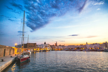 Naklejka premium View of a nice fishing harbor and marina in Monopoli, Puglia region, Italy