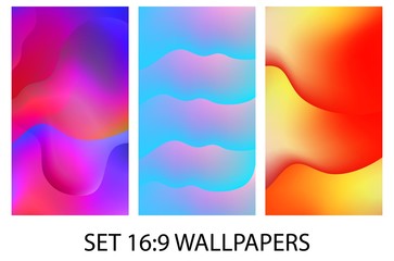 Obraz premium Set liquid colorful layers wallpapers. Vector backgrounds for mobile app, brochures, design templates and business presentation.