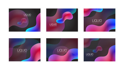 Set of liquid shapes gradient abstract vector backgrounds.