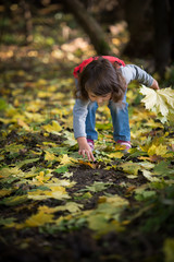 little girl in autumn park
