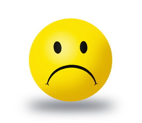 Sad smile on white background