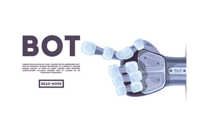 Robot hand gesture. Bot. Mechanical technology machine engineering symbol. Futuristic design concept. Vector illustration on the white background.