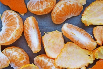 Delicious and healthy tangerines.Fresh tangerines on wooden background..Vegetarian food.
