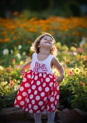 little girl in red dress