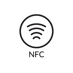Contactless NFC wireless pay sign logo. Credit card nfc payment vector concept