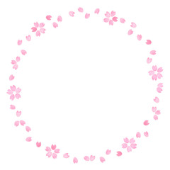 桜のフレーム　水彩　丸