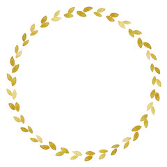 葉っぱのフレーム　水彩　黄色　丸