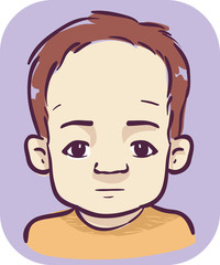 Kid Boy Large Head Prominent Forehead Illustration