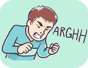 Kid Boy Symptom Grunting Illustration