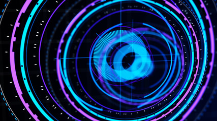 Futuristic control mechanisms on net background.Scientific futuristic interface. Round blue abstract radar concept.3D rendering.