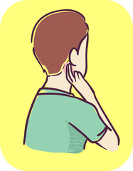 Teen Boy Symptom Pain Under The Ear Illustration